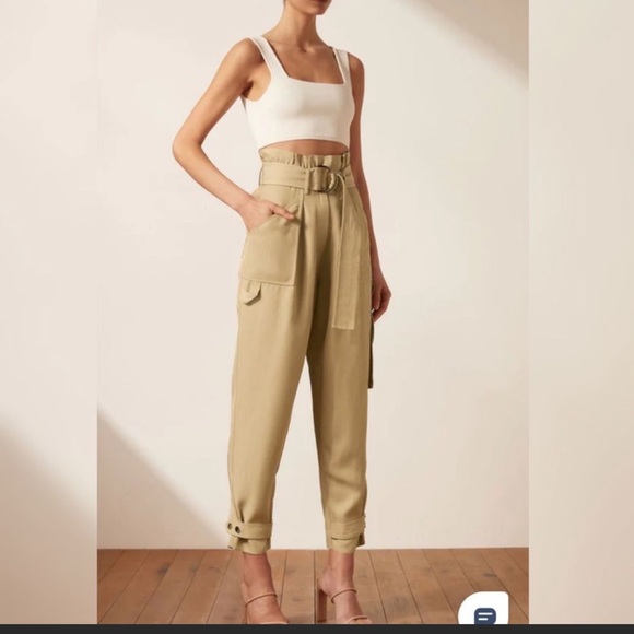 Anthropologie Shona Joy Matilda Paperbag utility pant in wheat color - Picture 6 of 6